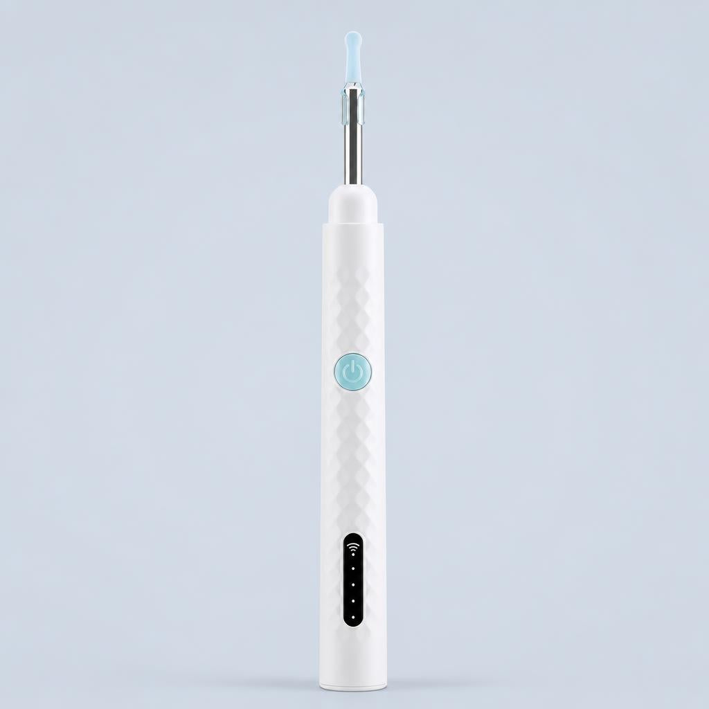 Limpiador de oídos con cámara HD y luz LED, color blanco