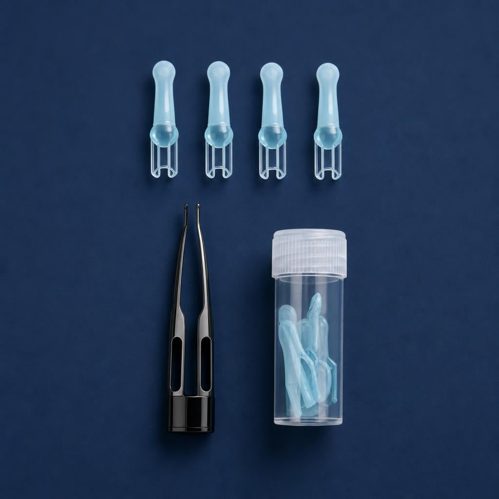 Cucharillas de silicona y pinzas para cerumen